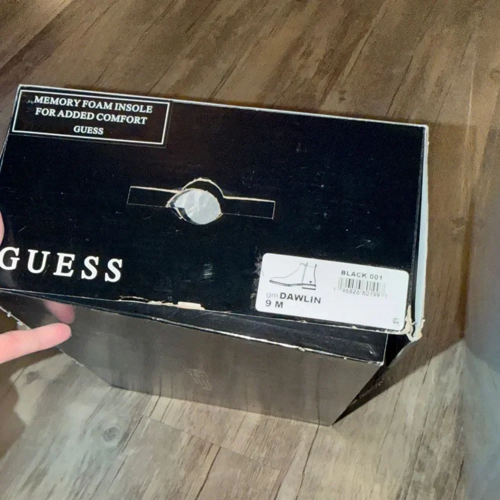 Guess Men's Black Leather Chukka Boots with Side Zip